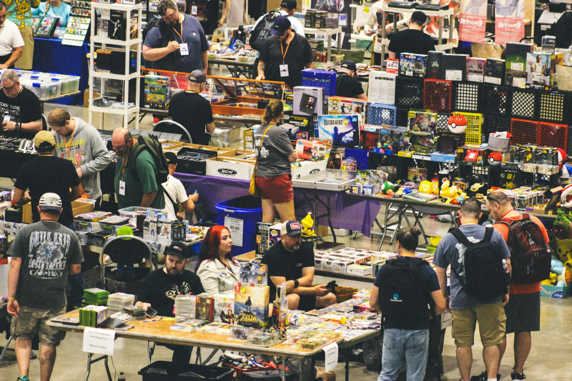 Busy vendor tables at a collectibles show